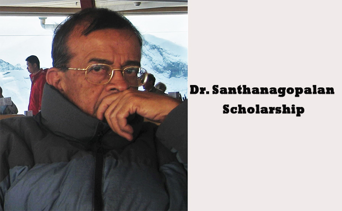 Dr. Santhanagopalan scholarship  to the top student in M.Sc. Chemistry